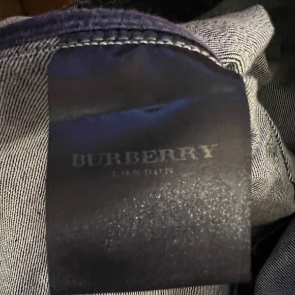 EEUC Women's Burberry London Zip Front Dark Denim Jacket w/ Plaid USA Size 4 - Picture 7 of 8